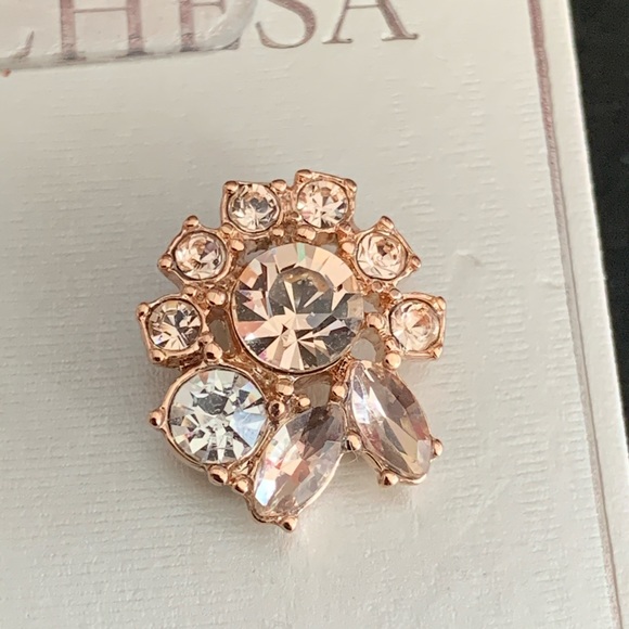 MARCHESA Earrings Rose Gold-tone Crystal Cluster LAST ONE!! - Picture 2 of 6
